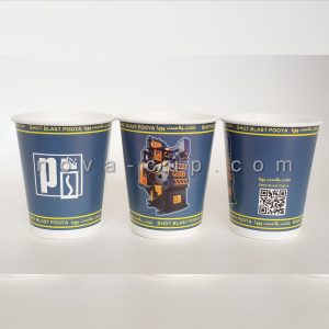 فروش عمده لیوان کاغذی اقتصادی با کیو آر کد اختصاصی برای شرکت شات بلاست پویا